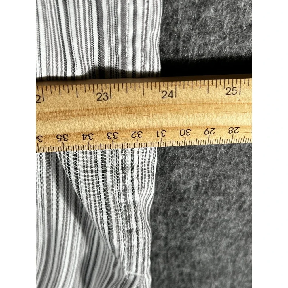 The North Face Mens XL Striped Short Sleeve Button Down Shirt Grey White Modal